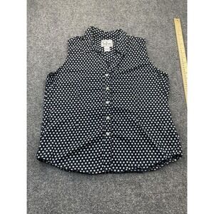 Tantrums Button-Up Womens L Blue Star Print Sleeveless 100% Cotton Casual